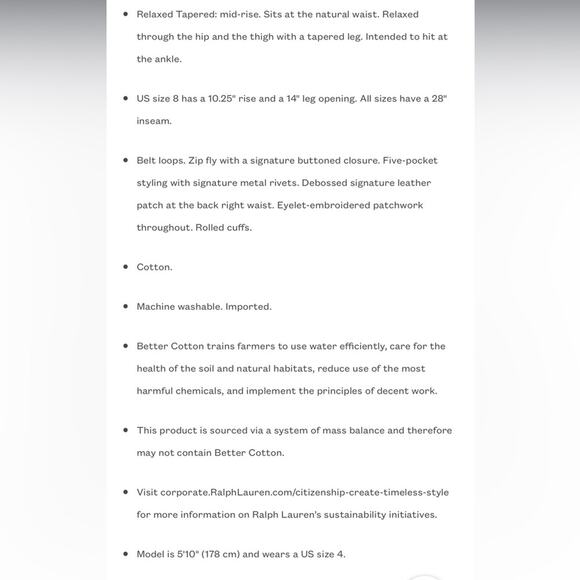 NWT Lauren Ralph Lauren Eyelet Patchwork Relaxed Jeans White Womens Size 14 - Picture 8 of 8